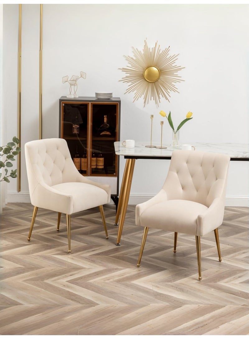 SEYNAR Dining Chair Set of 2,Modern Velvet Dining Chairs with Gold Legs,Elegant Tufted Accent Chairs for Reception, Living Room or Study Room - Image 2